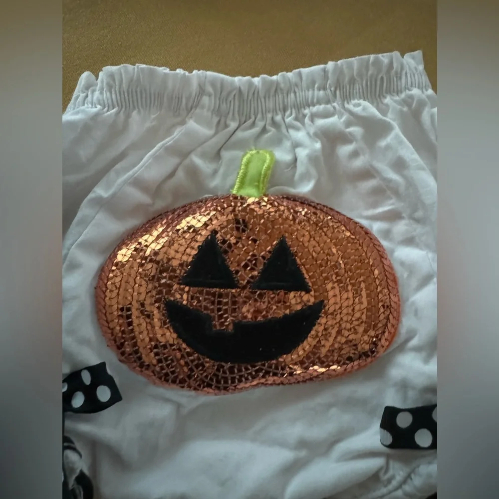 0-6M Mud Pie Diaper Covers Halloween Pumpkin & Christmas Balls lot of 2